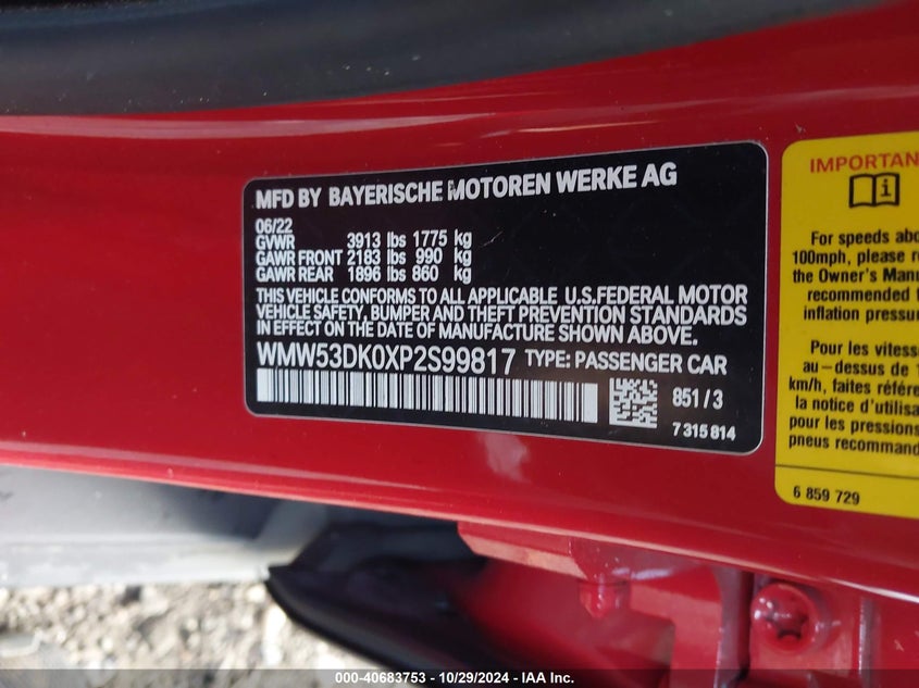 2023 MINI COOPER VIN: WMW53DK0XP2S99817