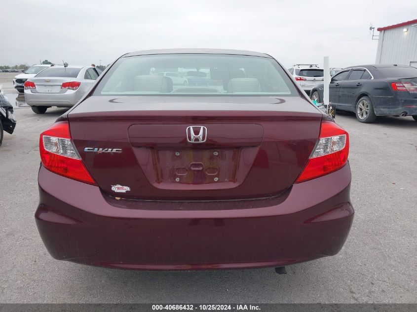 2012 Honda Civic Sdn Lx VIN: 19XFB2F52CE062336 Lot: 40686432