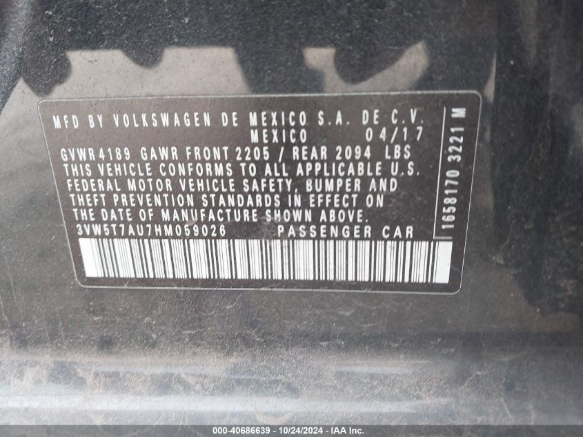 2017 VOLKSWAGEN GOLF GTI AUTOBAHN 4-DOOR/S 4-DOOR/SE 4-DOOR/SPORT 4-DOOR - 3VW5T7AU7HM059026