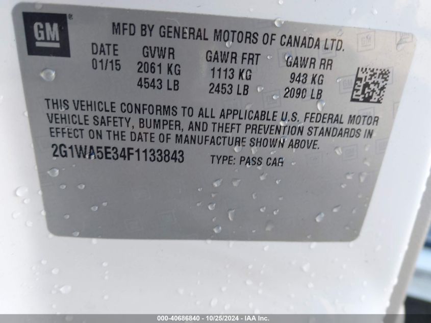 2015 CHEVROLET IMPALA LIMITED LS - 2G1WA5E34F1133843