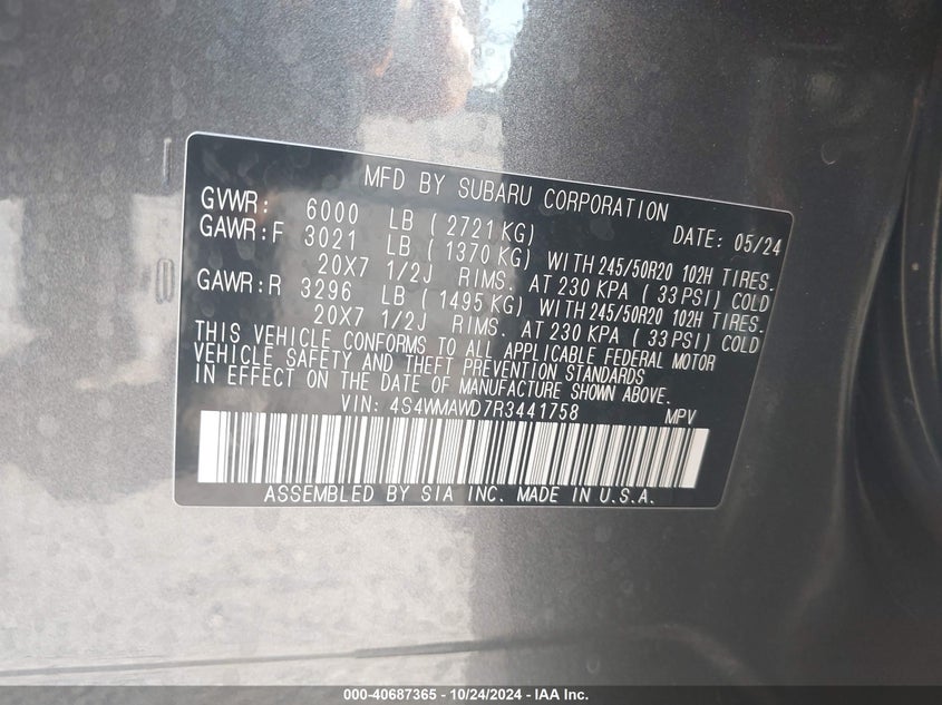 2024 SUBARU ASCENT TOURING 7-PASSENGER - 4S4WMAWD7R3441758