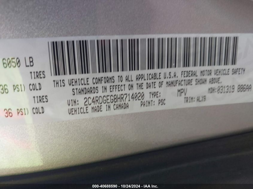 2017 DODGE GRAND CARAVAN GT - 2C4RDGEG8HR714020