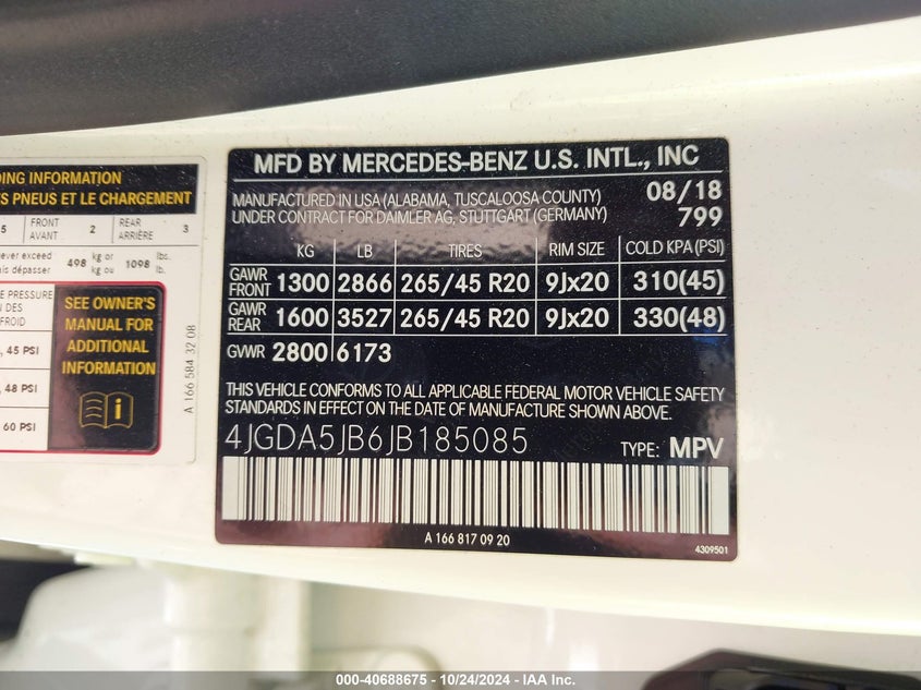 2018 MERCEDES-BENZ GLE 350 - 4JGDA5JB6JB185085