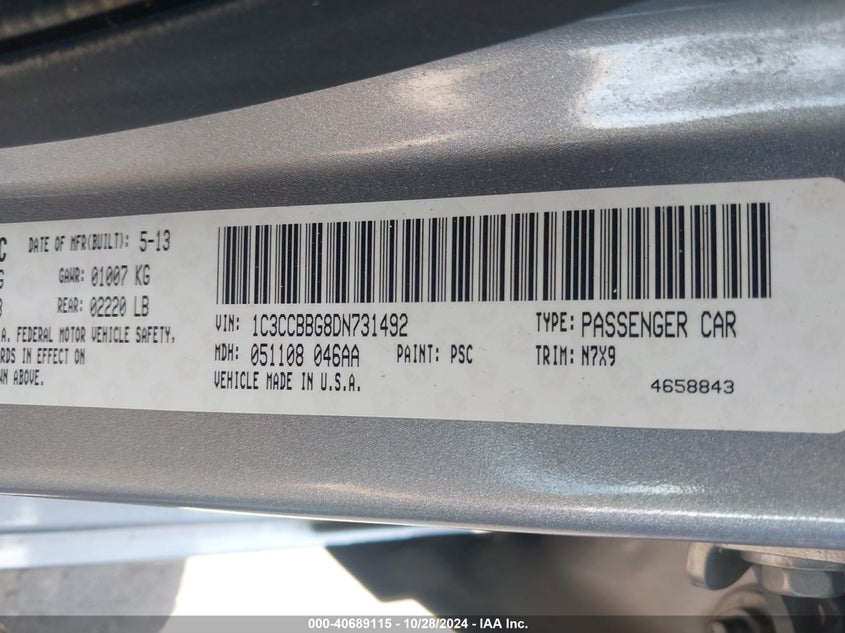 2013 CHRYSLER 200 TOURING - 1C3CCBBG8DN731492