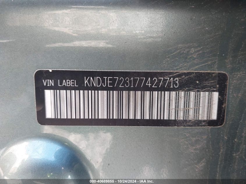 2007 Kia Sportage Lx V6 VIN: KNDJE723177427713 Lot: 40689855