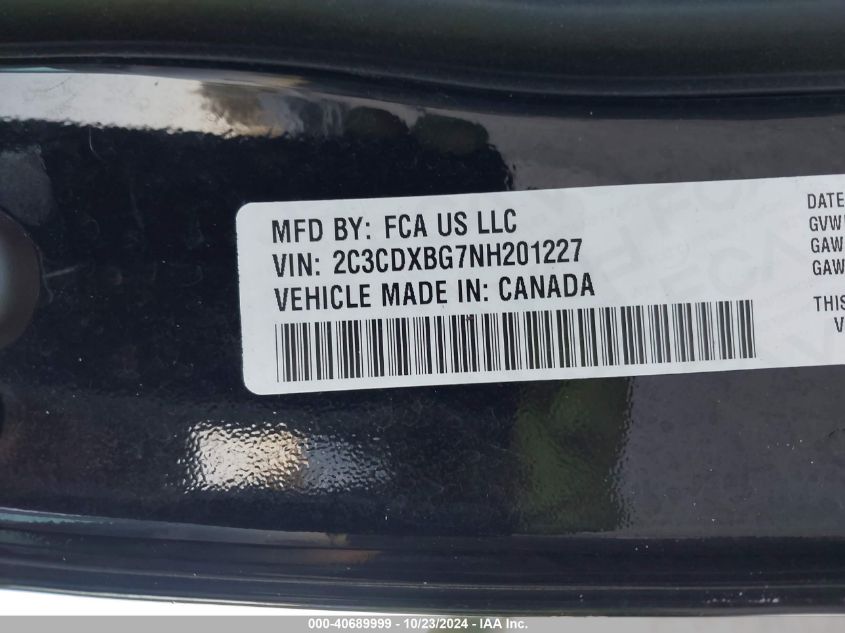 VIN 2C3CDXBG7NH201227 2022 DODGE CHARGER no.9