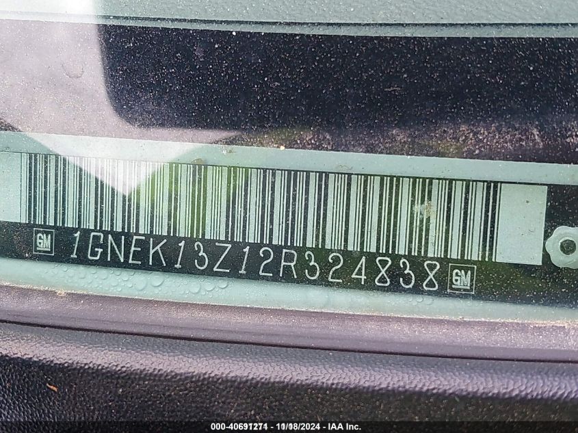 2002 Chevrolet Tahoe Z71 VIN: 1GNEK13Z12R324838 Lot: 40691271