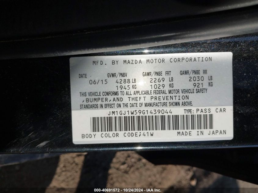 2016 Mazda Mazda6 I Grand Touring VIN: JM1GJ1W59G1439044 Lot: 40691572