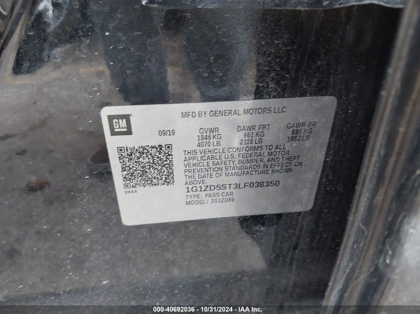 2020 CHEVROLET MALIBU FWD LT - 1G1ZD5ST3LF038350