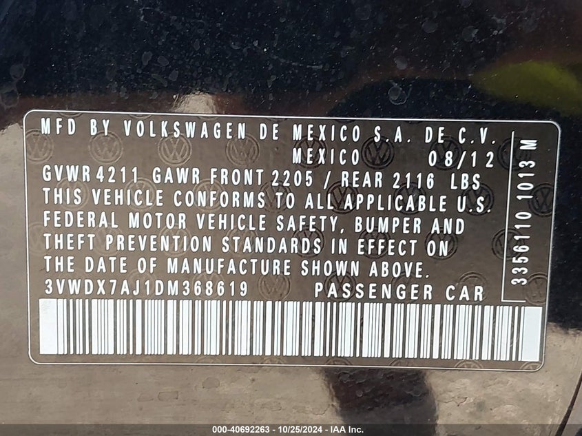 2013 VOLKSWAGEN JETTA 2.5L SE - 3VWDX7AJ1DM368619