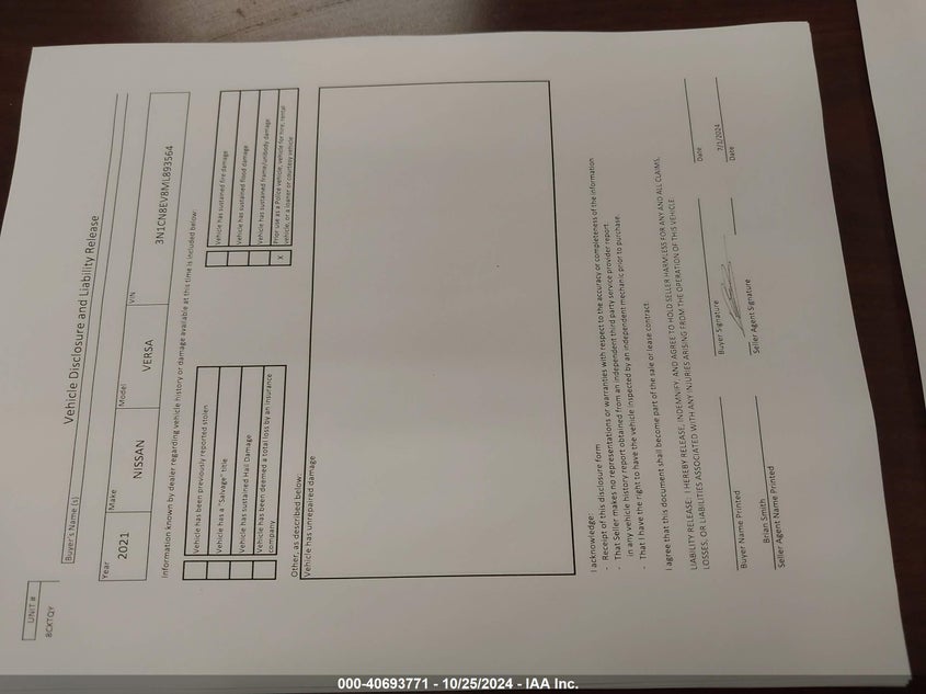 2021 Nissan Versa Sv Xtronic Cvt VIN: 3N1CN8EV8ML893564 Lot: 40693771