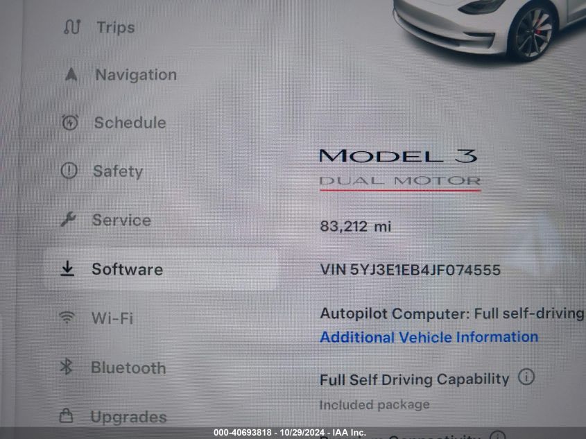 2018 Tesla Model 3 Long Range/Performance VIN: 5YJ3E1EB4JF074555 Lot: 40693818