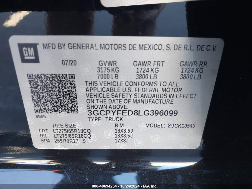 2020 CHEVROLET SILVERADO 1500 4WD  SHORT BED LT TRAIL BOSS - 3GCPYFED8LG396099