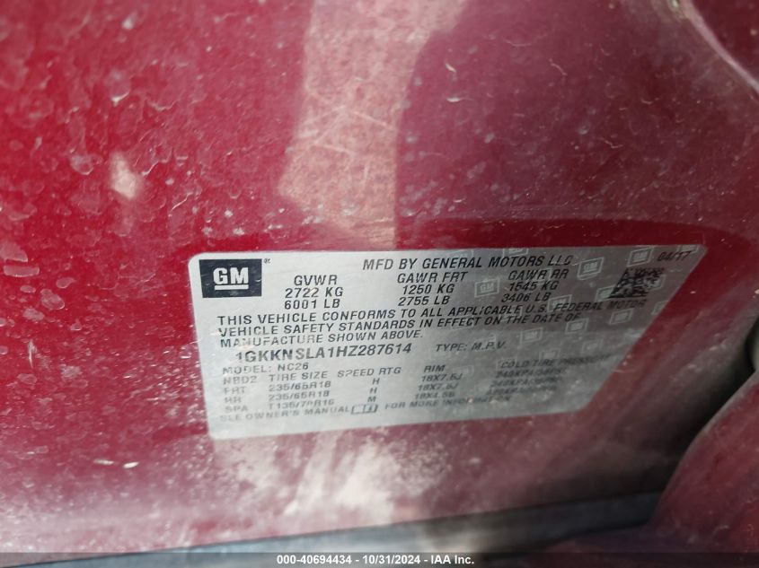 2017 GMC ACADIA SLE-2 - 1GKKNSLA1HZ287614