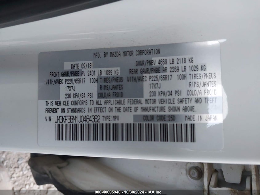 2018 MAZDA CX-5 SPORT - JM3KFBBM1J0464362