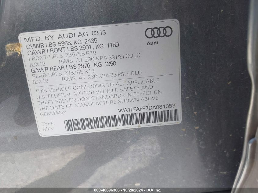 VIN WA1LFAFP7DA081353 2013 Audi Q5, 2.0T Premium no.9