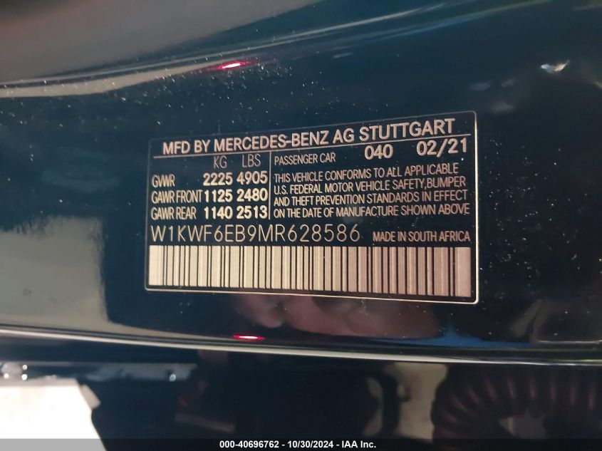 VIN W1KWF6EB9MR628586 2021 Mercedes-Benz AMG C 43,... no.9