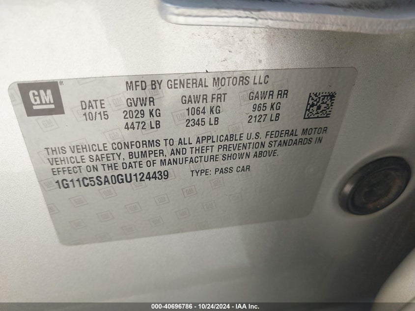 2016 CHEVROLET MALIBU LIMITED LT - 1G11C5SA0GU124439