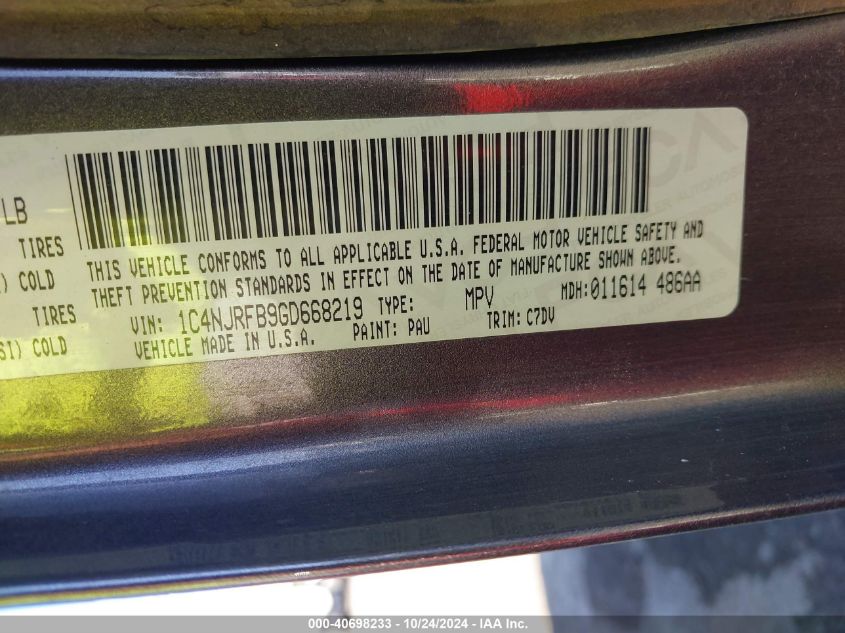 2016 JEEP PATRIOT LATITUDE - 1C4NJRFB9GD668219