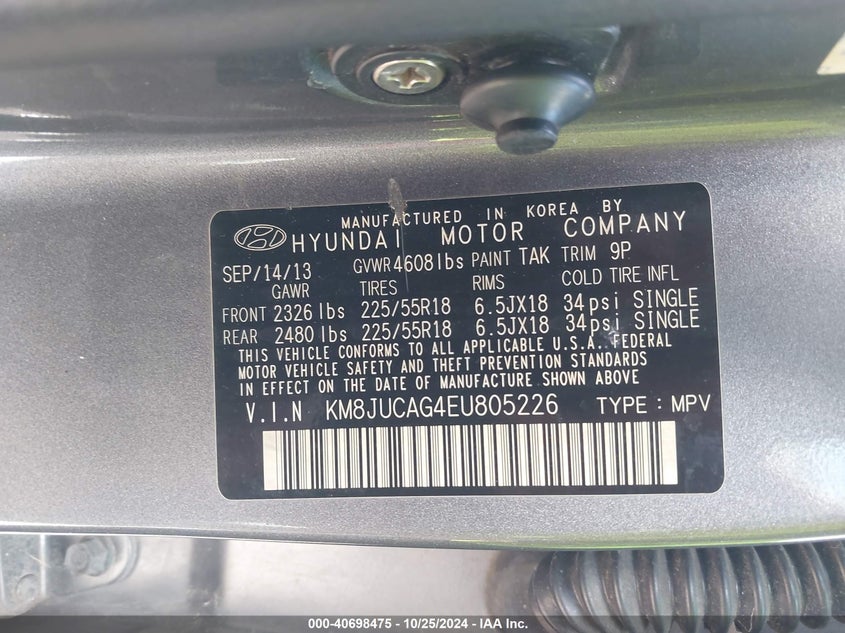 2014 HYUNDAI TUCSON LIMITED - KM8JUCAG4EU805226