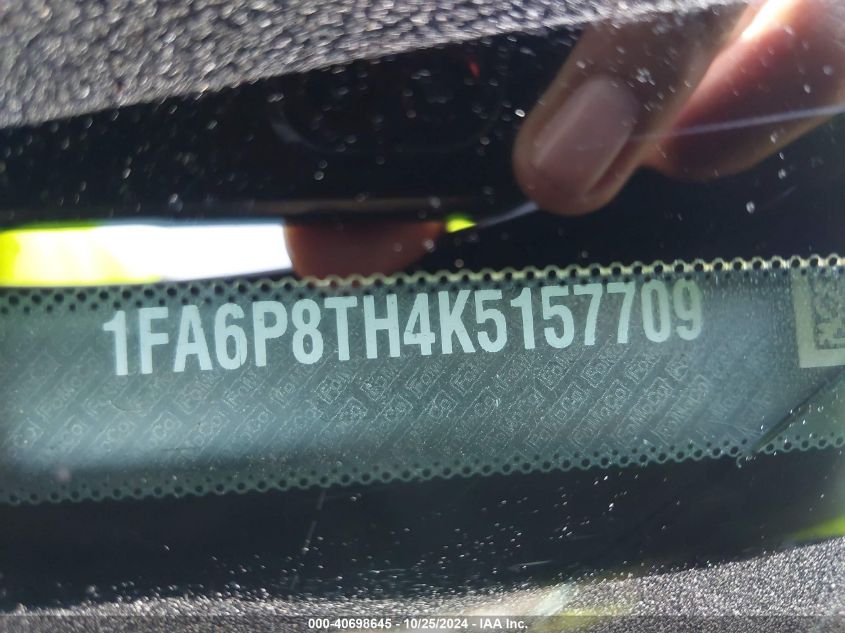 2019 Ford Mustang Ecoboost VIN: 1FA6P8TH4K5157709 Lot: 40698645