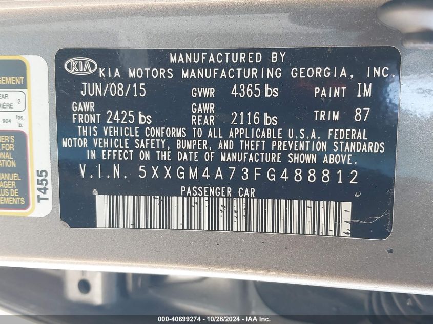 2015 KIA OPTIMA LX - 5XXGM4A73FG488812