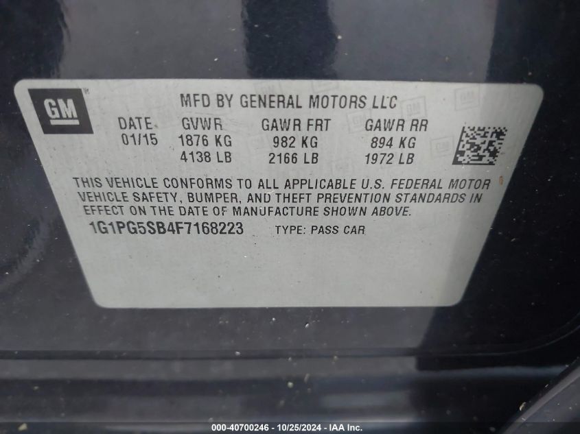 VIN 1G1PG5SB4F7168223 2015 Chevrolet Cruze, Ltz no.9