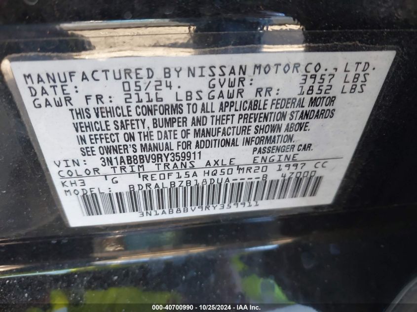 2024 NISSAN SENTRA S XTRONIC CVT - 3N1AB8BV9RY359911