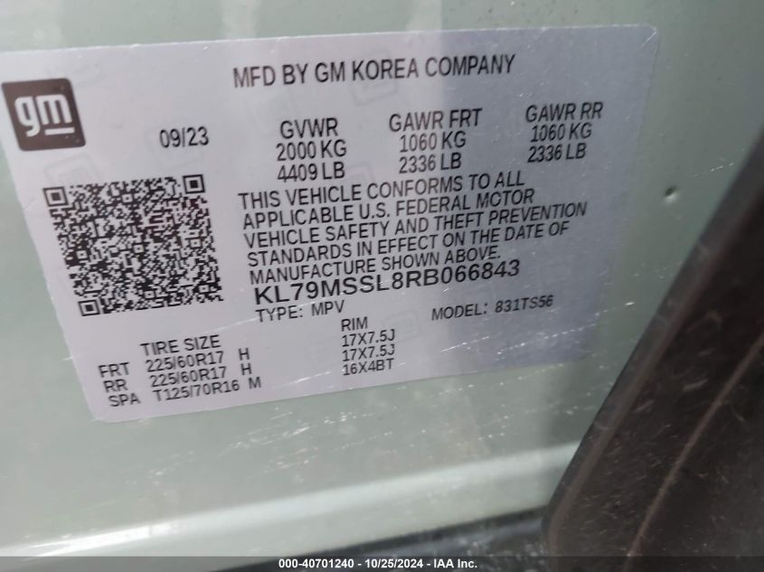 VIN KL79MSSL8RB066843 2024 CHEVROLET TRAILBLAZER no.9