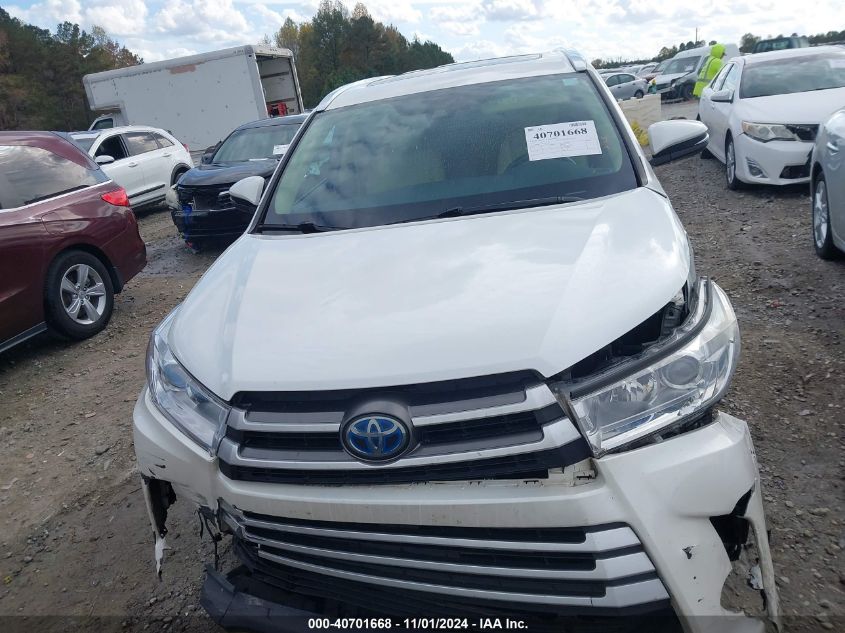 2017 Toyota Highlander Hybrid Xle VIN: 5TDJGRFH5HS033313 Lot: 40701668