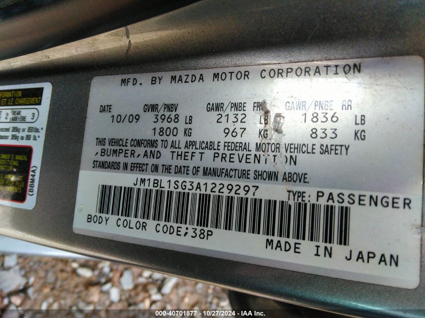 2010 Mazda 3 I Touring VIN: JM1BL1SG3A1229297 Lot: 40701877