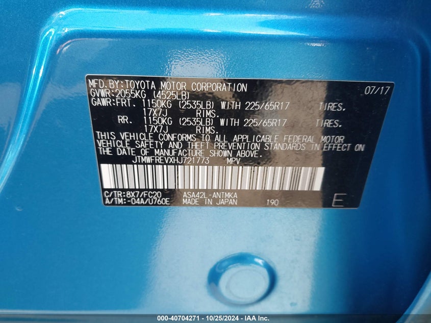 2017 TOYOTA RAV4 XLE - JTMWFREVXHJ721773