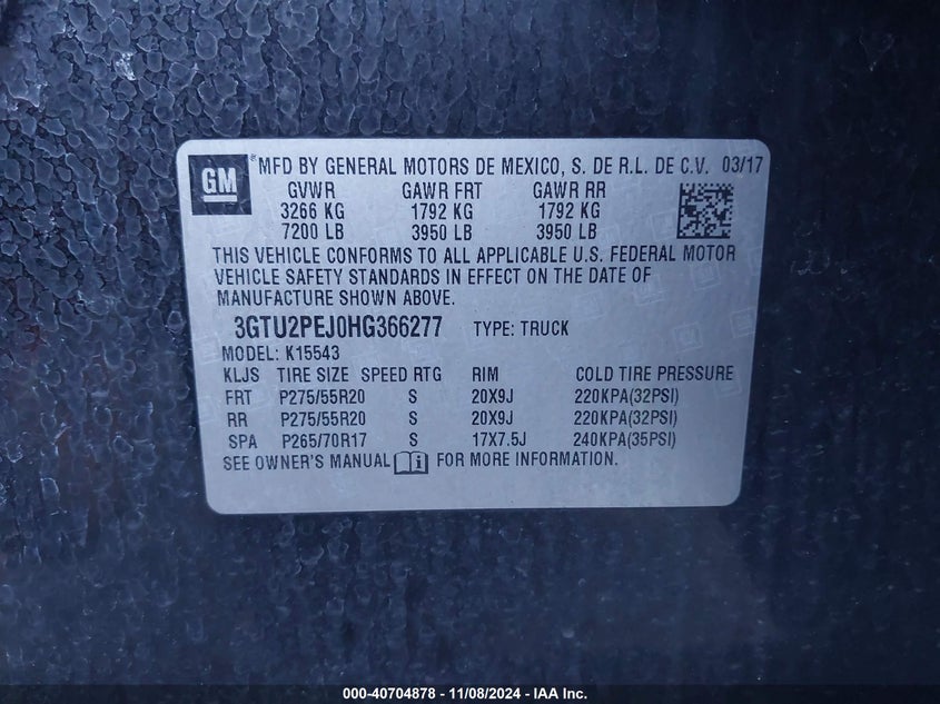 2017 GMC SIERRA 1500 DENALI - 3GTU2PEJ0HG366277