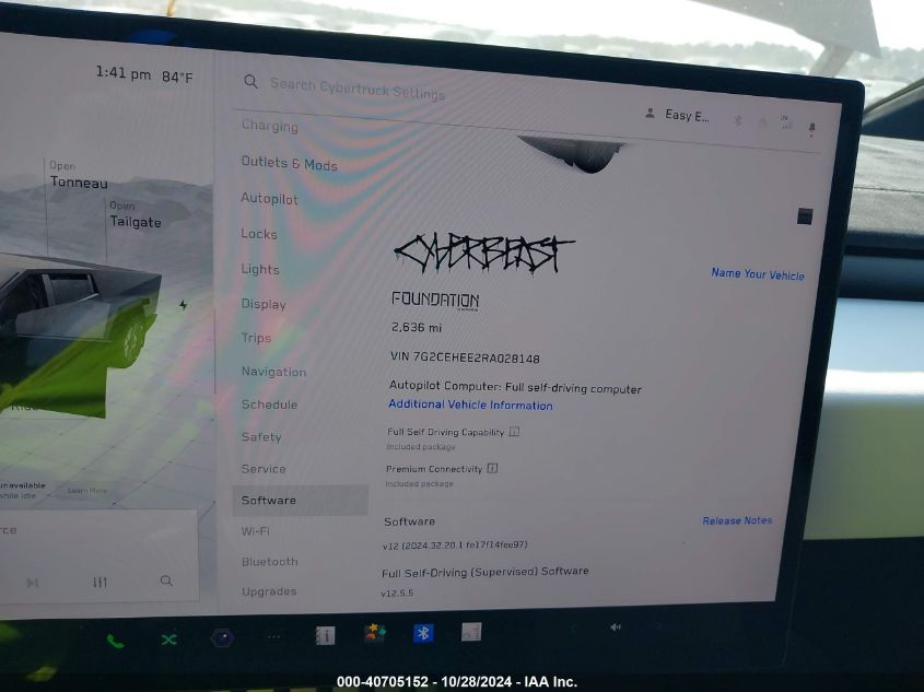 2024 Tesla Cybertruck Cyberbeast VIN: 7G2CEHEE2RA028148 Lot: 40705152