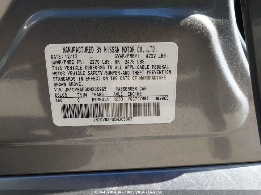 2013 INFINITI G37 JOURNEY - JN1CV6AP0DM305965