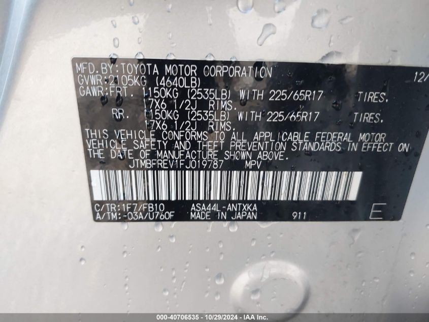 2015 TOYOTA RAV4 LE - JTMBFREV1FJ019787