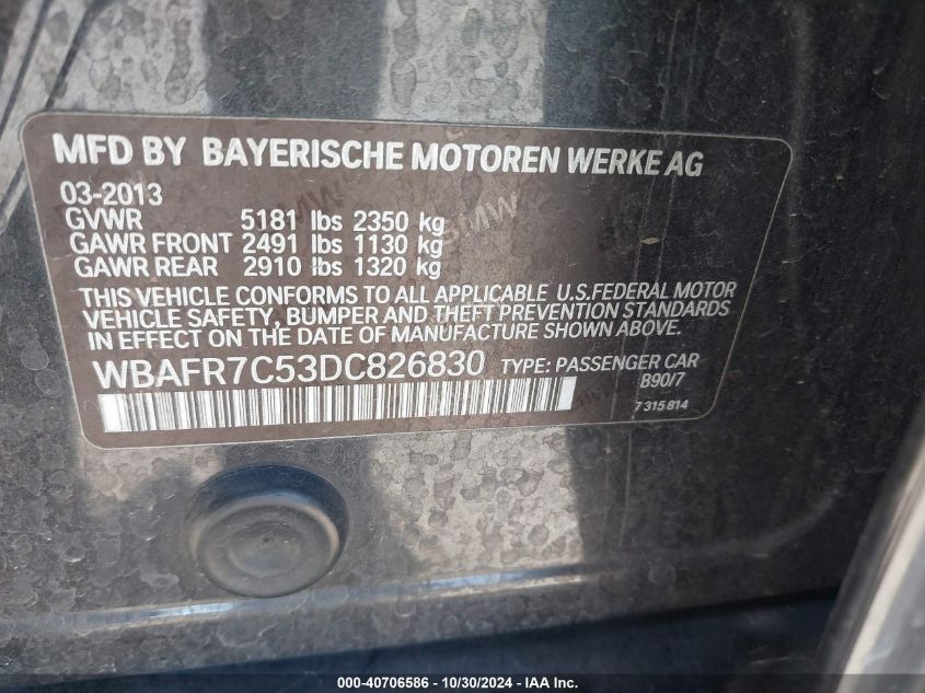 2013 BMW 535I - WBAFR7C53DC826830