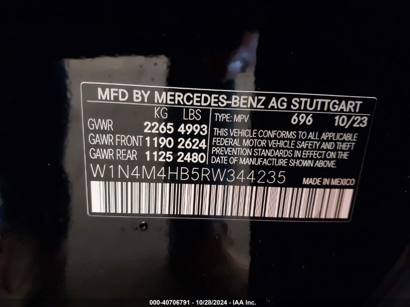 2024 Mercedes-Benz Glb 250 4Matic VIN: W1N4M4HB5RW344235 Lot: 40706791