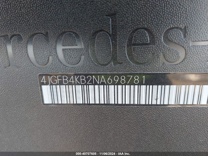 2022 MERCEDES-BENZ GLE 350(VIN: 4JGFB4KB2NA698781