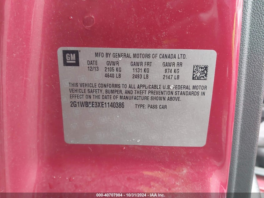 2014 CHEVROLET IMPALA LIMITED LT - 2G1WB5E3XE1140386