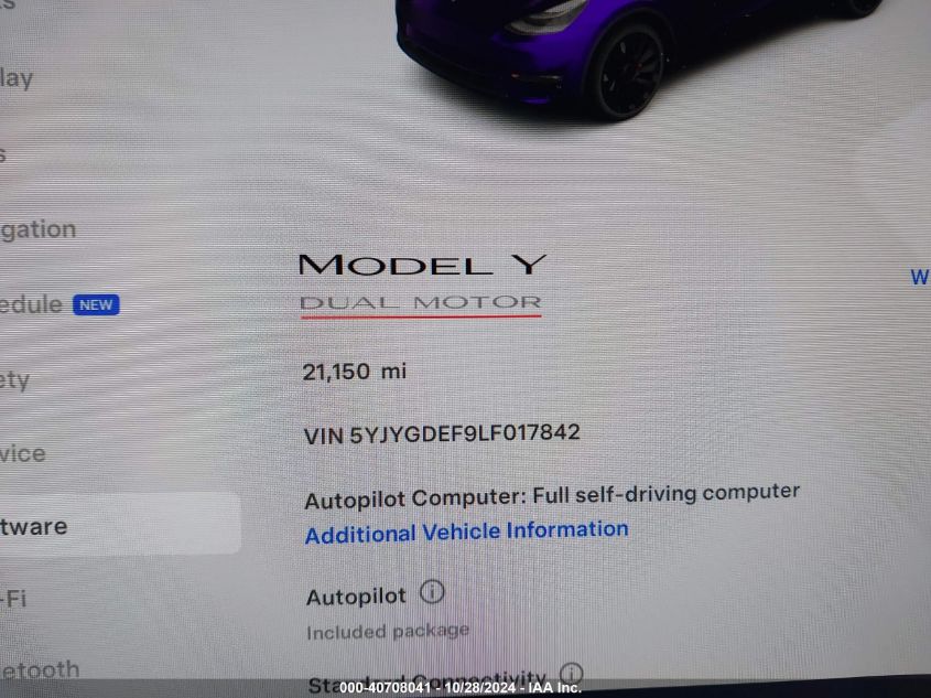 2020 TESLA MODEL Y LONG RANGE DUAL MOTOR ALL-WHEEL DRIVE/PERFORMANCE DUAL MOTOR ALL-WHEEL DRIVE - 5YJYGDEF9LF017842