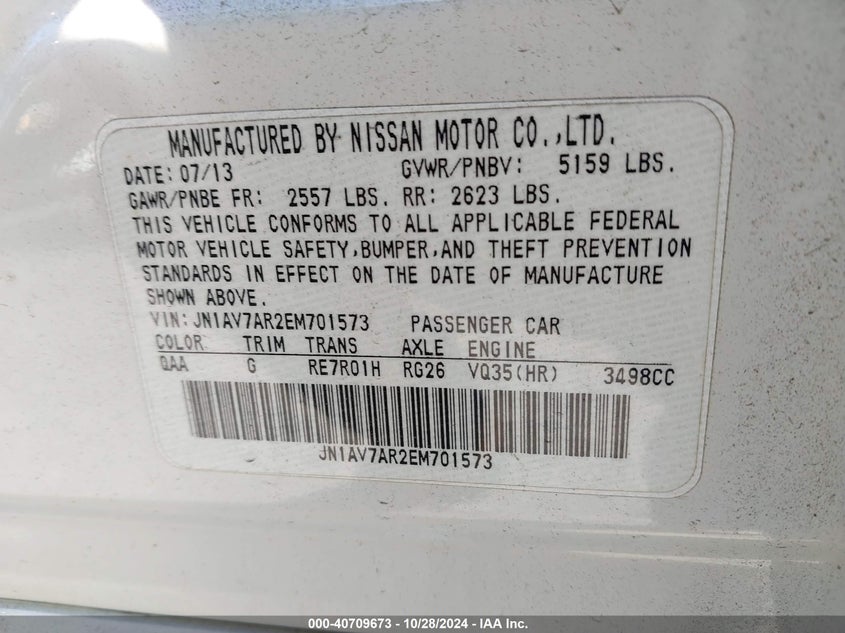 2014 INFINITI Q50 HYBRID SPORT - JN1AV7AR2EM701573