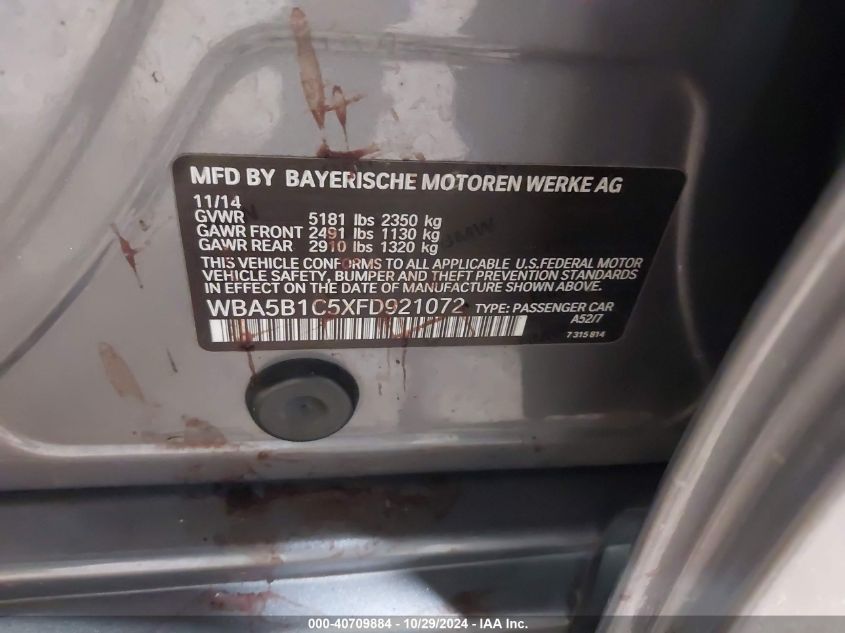 2015 BMW 535I - WBA5B1C5XFD921072