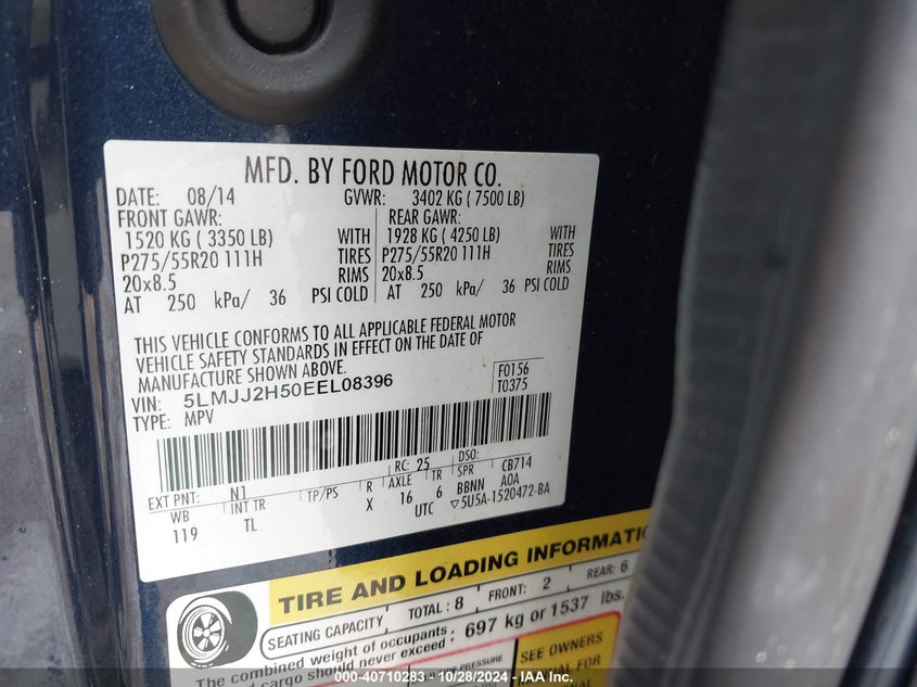 2014 LINCOLN NAVIGATOR - 5LMJJ2H50EEL08396