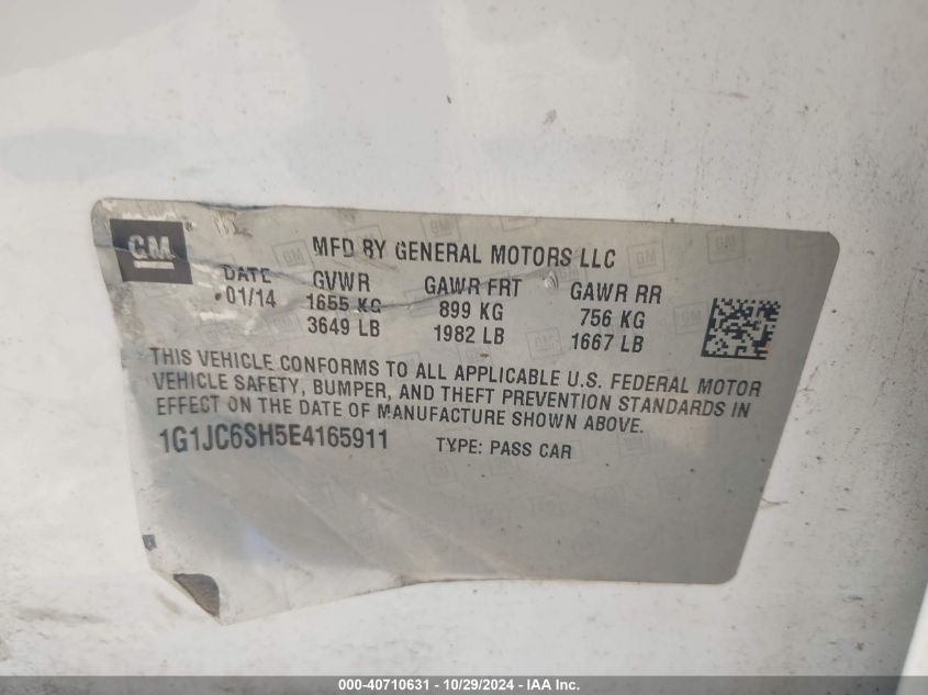 2014 CHEVROLET SONIC LT AUTO - 1G1JC6SH5E4165911