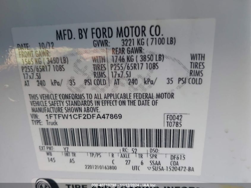 2013 FORD F-150 XL - 1FTFW1CF2DFA47869