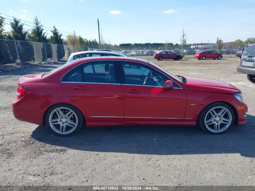 2012 Mercedes-Benz C 250 Luxury/Sport VIN: WDDGF4HB8CA597476 Lot: 40710832