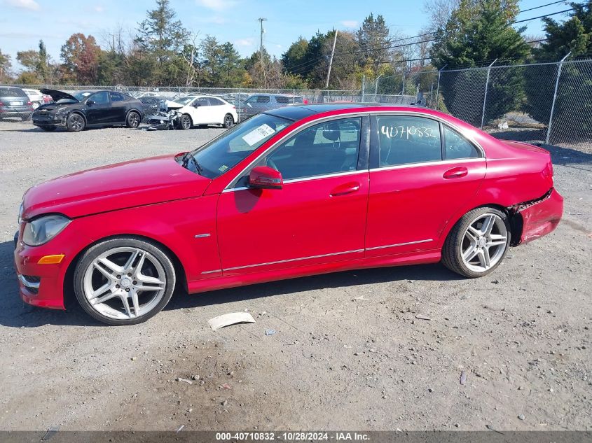 2012 Mercedes-Benz C 250 Luxury/Sport VIN: WDDGF4HB8CA597476 Lot: 40710832