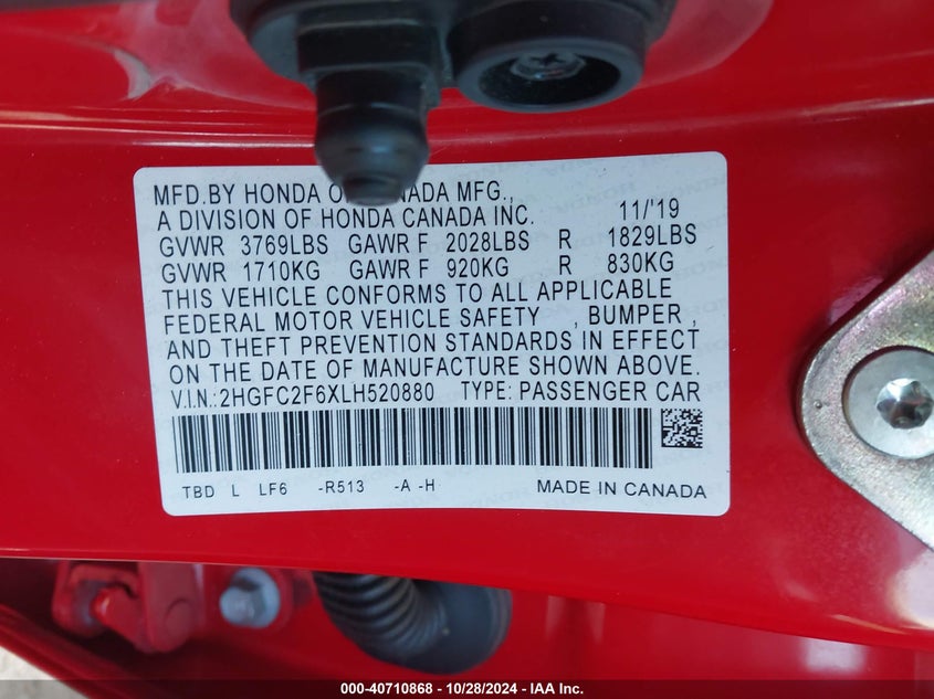 2020 HONDA CIVIC LX - 2HGFC2F6XLH520880