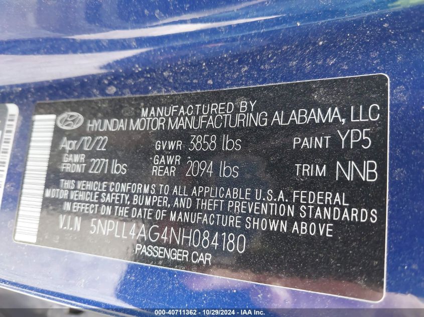 2022 HYUNDAI ELANTRA SE - 5NPLL4AG4NH084180